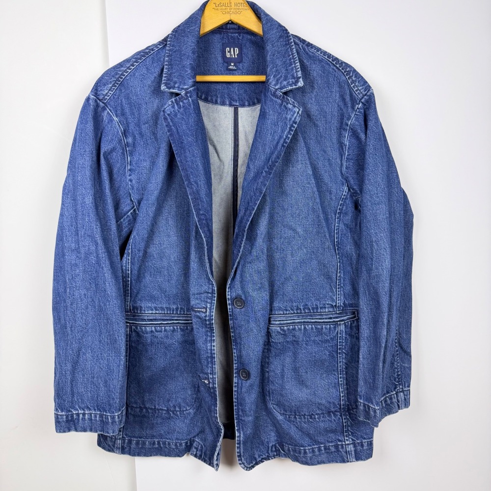 Gap Denim Chore Coat Blazer Medium Wash Blue Cotton Jacket Mens Medium